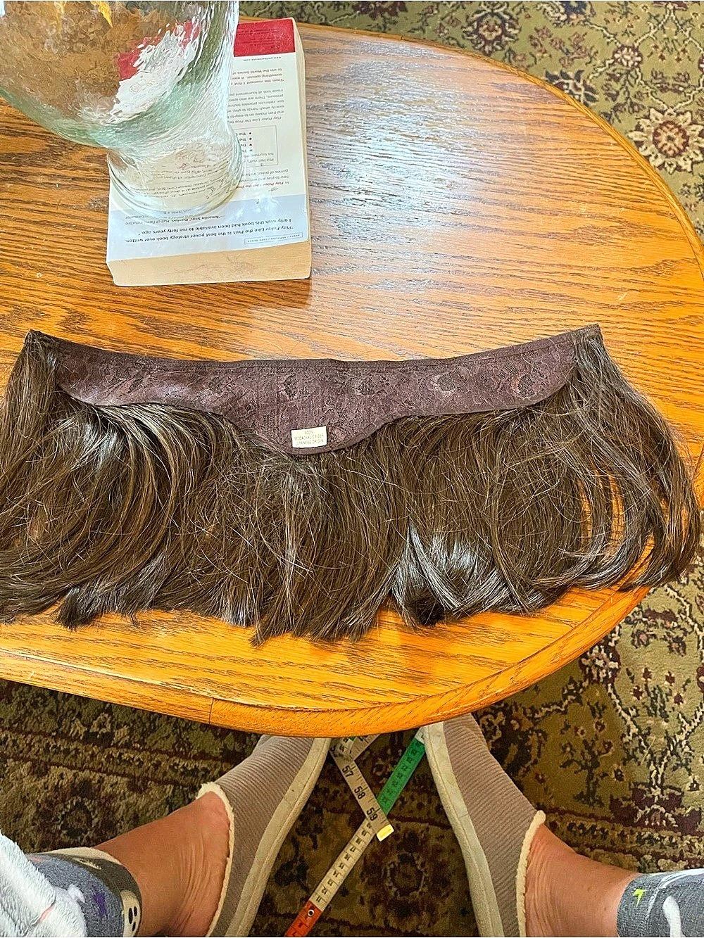 Vintage "Hat Hair" Halo Wig Headband • 100% Japanese Modacrylic Fiber • Brunette